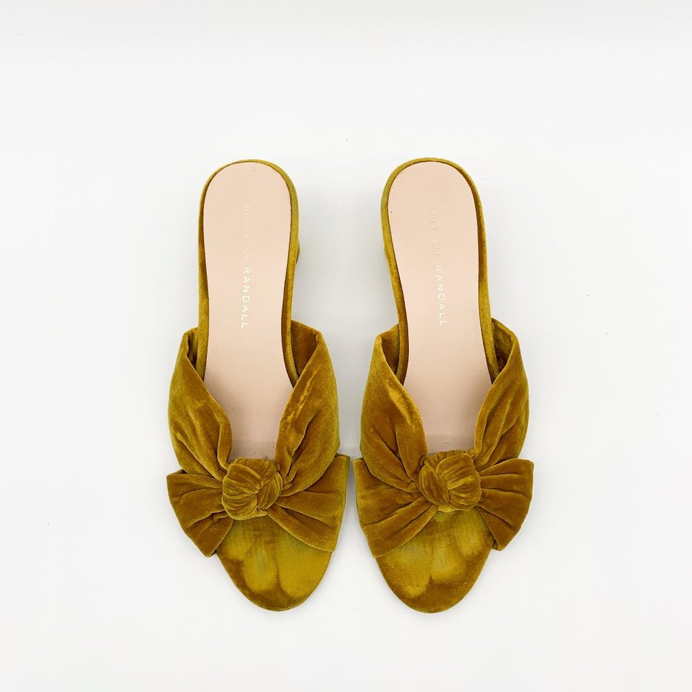 LOEFFLER RANDAL Celeste Mid Heel Knot Velvet Gold - Picture 4 of 8